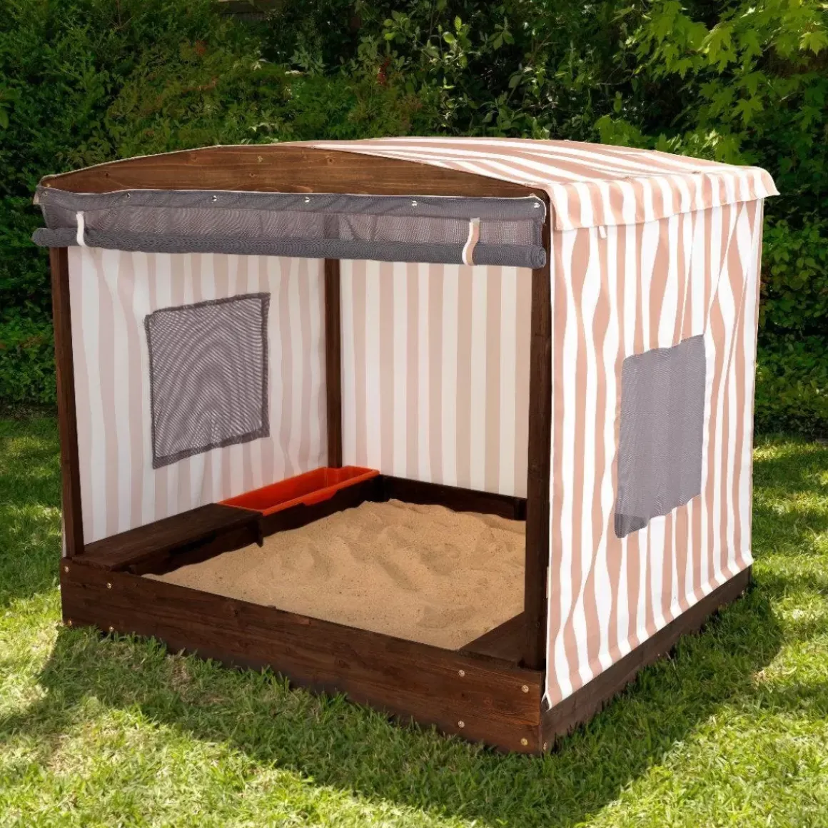Cabana Sandbox With Beige & White Stripes