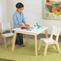 Modern Table & 2 Chair Set - White