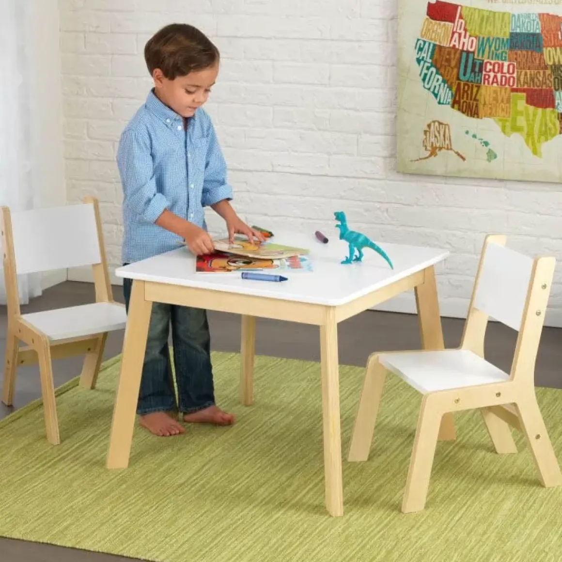 Modern Table & 2 Chair Set - White