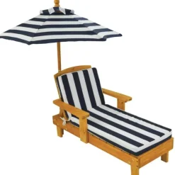 Outdoor Chaise With Umbrella - Navy