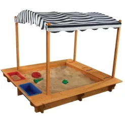Outdoor Sandbox With Canopy - Navy & White