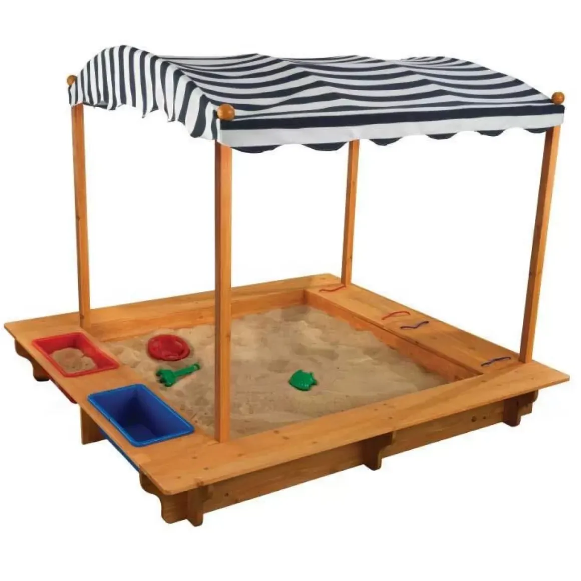 Outdoor Sandbox With Canopy - Navy & White