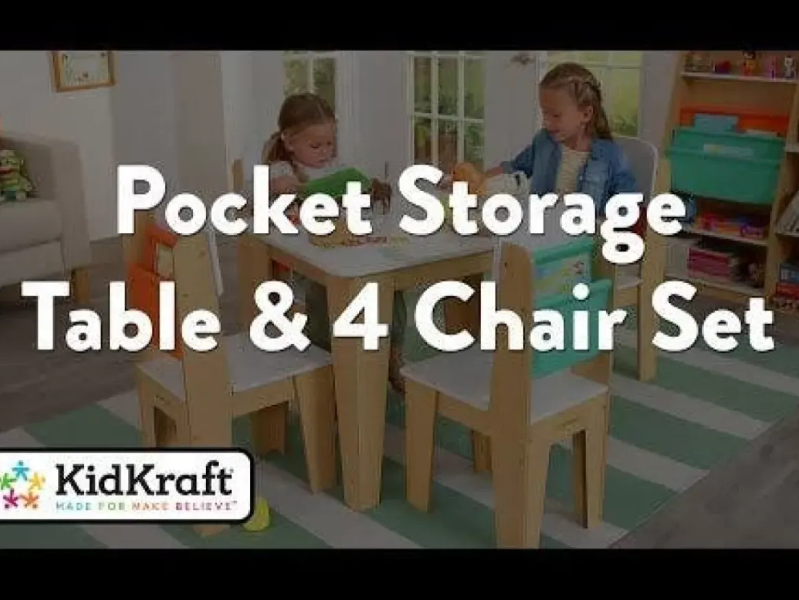 Pocket Storage Table And 4 Chair Set - Natural