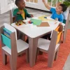 Pocket Storage Table And 4 Chair Set - Gray Ash