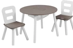 Round Storage Table & 2 Chair Set - Gray Ash