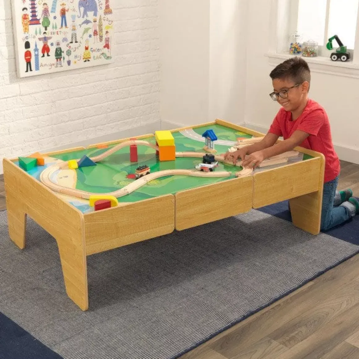 Wooden Train Table - Natural